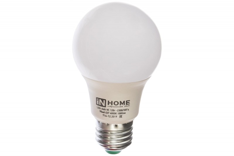 Лампа LED-A60 12Вт Е27 4000К 1140Лм IN HOME